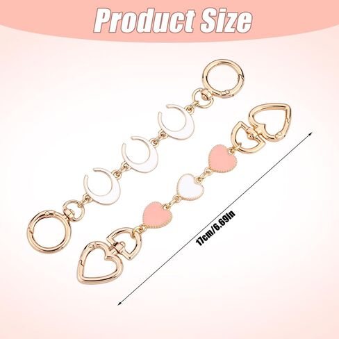 2pcs Purse Extender Chain, Exquisite Heart Pattern Bag Extender Chain Metal Purse Strap Extender Charm Chain Strap in Saudi Arabia