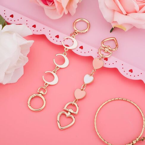 2pcs Purse Extender Chain, Exquisite Heart Pattern Bag Extender Chain Metal Purse Strap Extender Charm Chain Strap in Saudi Arabia