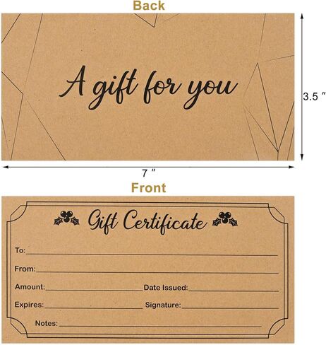 50 قطعة من شهادات الهدايا الريفية الفارغة للأعمال الحرفية وبطاقات شهادات الهدايا للأعمال الصغيرة وصالونات التجميل والمطاعم وقسائم عيد الميلاد للعملاء (النمط 2) in Kuwait