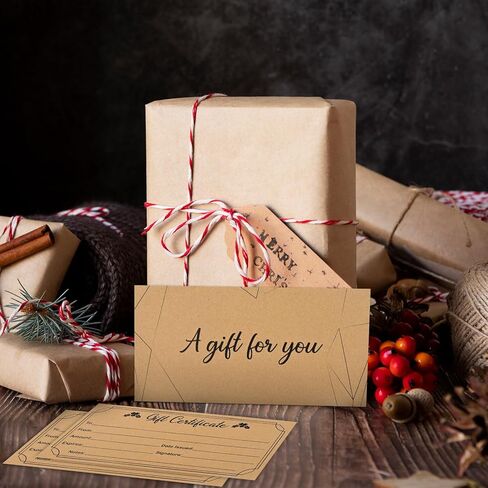 50 قطعة من شهادات الهدايا الريفية الفارغة للأعمال الحرفية وبطاقات شهادات الهدايا للأعمال الصغيرة وصالونات التجميل والمطاعم وقسائم عيد الميلاد للعملاء (النمط 2) in Kuwait