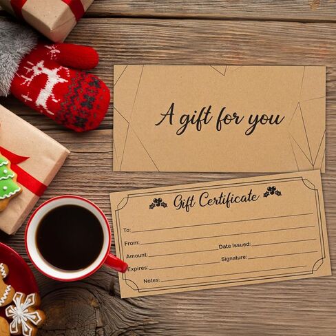 50 قطعة من شهادات الهدايا الريفية الفارغة للأعمال الحرفية وبطاقات شهادات الهدايا للأعمال الصغيرة وصالونات التجميل والمطاعم وقسائم عيد الميلاد للعملاء (النمط 2) in Kuwait