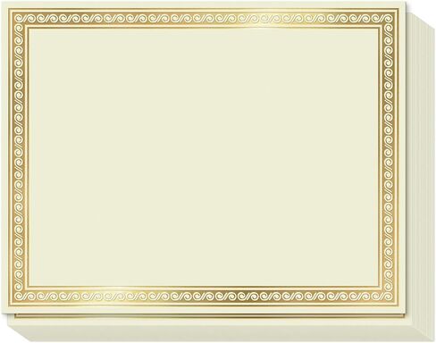 Sweetzer & Orange Plain Certificate Paper for Awards. Set of 50x, 180gsm Gold Border Achievement Certificates for Graduation Diploma, Employee of The Month, Diploma of Completion or Sports Victory in Saudi Arabia