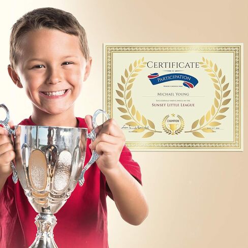 Sweetzer & Orange Plain Certificate Paper for Awards. Set of 50x, 180gsm Gold Border Achievement Certificates for Graduation Diploma, Employee of The Month, Diploma of Completion or Sports Victory in Saudi Arabia