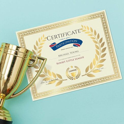 Sweetzer & Orange Plain Certificate Paper for Awards. Set of 50x, 180gsm Gold Border Achievement Certificates for Graduation Diploma, Employee of The Month, Diploma of Completion or Sports Victory in Saudi Arabia