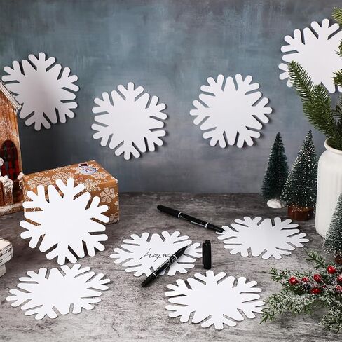 Qilery 100 Pcs Large Paper Snowflakes Cutouts with 2 Pcs Marker Pens Winter Snowflakes Bulletin Board Cutouts for Classroom Decor Xmas Winter Party Supplies in Saudi Arabia