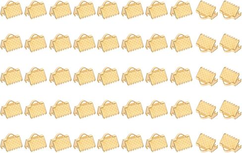 مشبك تجعيد بأطراف شريط 10 ملم من باتيكل، 500 قطعة من سوار نهاية تجعيد، مشبك تثبيت لأطراف الحبل من الجلد لصناعة المجوهرات اليدوية، معدن ذهبي فاتح in Kuwait