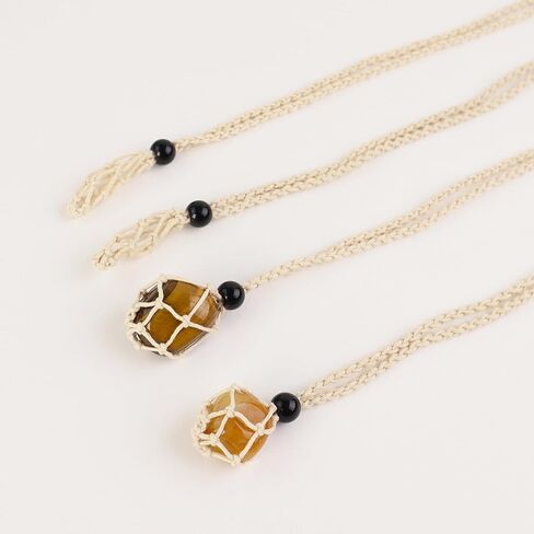 4 PCS Crystal Cage Necklace and Bracelet Cord Holder Empty Stone Holder Replacement Hand-Woven Cord with Adjustable Length in Saudi Arabia