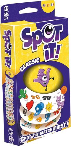 Zygomatic Spot It! Classic Card Game (2024 Refresh) - Eco-Blister Edition, 5-in-1 Visual Perception Game for Quick Reflexes and Family Fun, Ages 6+, 2-8 Players, 10 Minute Playtime, Made in Saudi Arabia