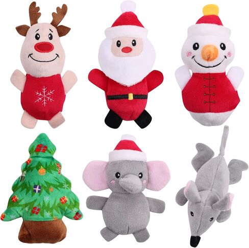 Malier 6PCS Cat Christmas Toys, Cat Toys for Indoor Cats, Catnip Filled Cat Teething Chew Toys Catnip Toys for Cats, Cute Plush Christmas Kitty Kitten Catnip Toys for Cats Exercise (Christmas) in Saudi Arabia