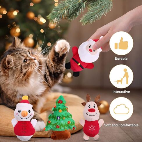 Malier 6PCS Cat Christmas Toys, Cat Toys for Indoor Cats, Catnip Filled Cat Teething Chew Toys Catnip Toys for Cats, Cute Plush Christmas Kitty Kitten Catnip Toys for Cats Exercise (Christmas) in Saudi Arabia