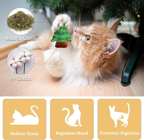 Malier 6PCS Cat Christmas Toys, Cat Toys for Indoor Cats, Catnip Filled Cat Teething Chew Toys Catnip Toys for Cats, Cute Plush Christmas Kitty Kitten Catnip Toys for Cats Exercise (Christmas) in Saudi Arabia