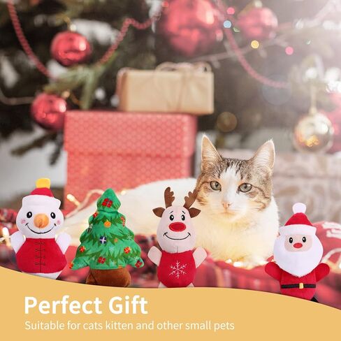 Malier 6PCS Cat Christmas Toys, Cat Toys for Indoor Cats, Catnip Filled Cat Teething Chew Toys Catnip Toys for Cats, Cute Plush Christmas Kitty Kitten Catnip Toys for Cats Exercise (Christmas) in Saudi Arabia