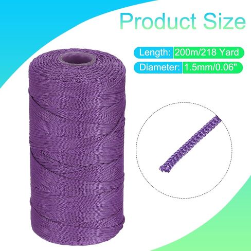 MECCANIXITY Nylon String Cord 1.5mm x 218 Yards Macrame Rope Braided Thread Twine String Smooth Beading Cord for Jewelry Making Supplies, DIY Craft, Violet in Saudi Arabia