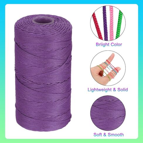 MECCANIXITY Nylon String Cord 1.5mm x 218 Yards Macrame Rope Braided Thread Twine String Smooth Beading Cord for Jewelry Making Supplies, DIY Craft, Violet in Saudi Arabia