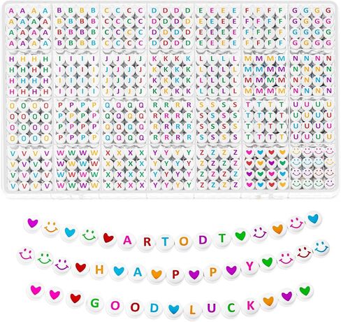 ARTDOT 1400 PCS Letter Beads, 28 Styles Friendship Bracelets Assorted Alphabet Beads Preppy Beads Jewelry Making Kit with Beads Case in Kuwait