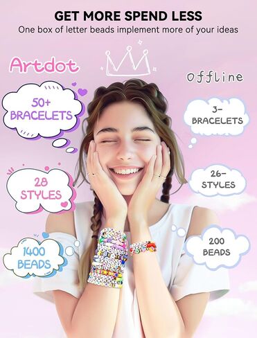 ARTDOT 1400 PCS Letter Beads, 28 Styles Friendship Bracelets Assorted Alphabet Beads Preppy Beads Jewelry Making Kit with Beads Case in Kuwait