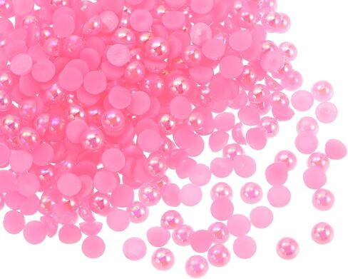 HARFINGTON 300pcs Flatback Pearls 6mm ABS Plastic Half Round Dome Imitation Pearls Craft Beads for DIY Craft Shoes Decorations Clothes Wedding Christmas Photo Frames, Pink in Saudi Arabia