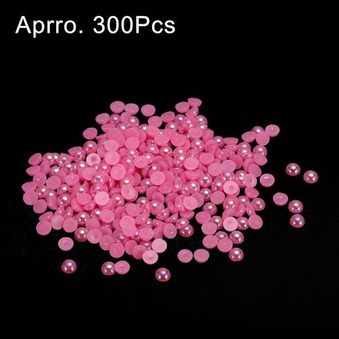 HARFINGTON 300pcs Flatback Pearls 6mm ABS Plastic Half Round Dome Imitation Pearls Craft Beads for DIY Craft Shoes Decorations Clothes Wedding Christmas Photo Frames, Pink in Saudi Arabia