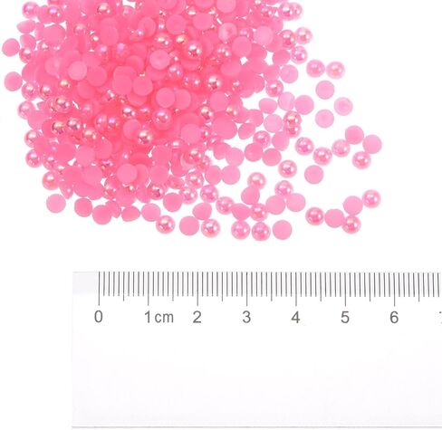HARFINGTON 300pcs Flatback Pearls 6mm ABS Plastic Half Round Dome Imitation Pearls Craft Beads for DIY Craft Shoes Decorations Clothes Wedding Christmas Photo Frames, Pink in Saudi Arabia