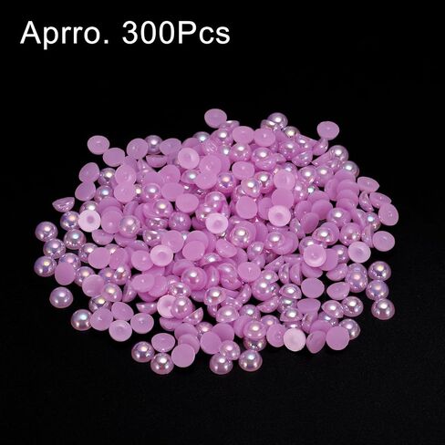 HARFINGTON 300pcs Flatback Pearls 6mm ABS Plastic Half Round Dome Imitation Pearls Craft Beads for DIY Craft Shoes Decorations Clothes Wedding Christmas Photo Frames, Pink in Saudi Arabia