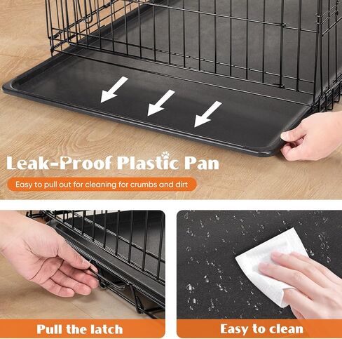 قفص كلب قابل للطي بباب مزدوج من Elevon مع صينية مانعة للتسرب، مقاسات متعددة in Kuwait