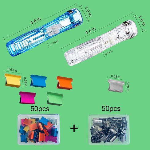 Reusable Portable Paper Clam Clip Dispenser Refill Clips, 40 Sheet Capacity-2Pcs Clam Clip Dispenser 100 Metal Refill Clips (50 Silver + 50 Color) for Home School Desk Office (Purple and White) in Saudi Arabia
