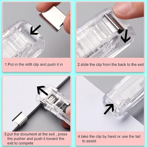 Reusable Portable Paper Clam Clip Dispenser Refill Clips, 40 Sheet Capacity-2Pcs Clam Clip Dispenser 100 Metal Refill Clips (50 Silver + 50 Color) for Home School Desk Office (Purple and White) in Saudi Arabia