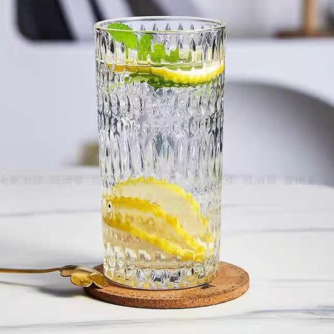 أكواب Highball [مجموعة من 4] - أكواب شرب كلاسيكية سعة 15 أونصة من الزجاج الخالي من الرصاص آمنة للاستخدام في غسالة الأطباق لسهولة التنظيف - أكواب مياه طويلة مقطوعة من الزجاج لسطح الطاولة في حفلة العطلات in Saudi Arabia