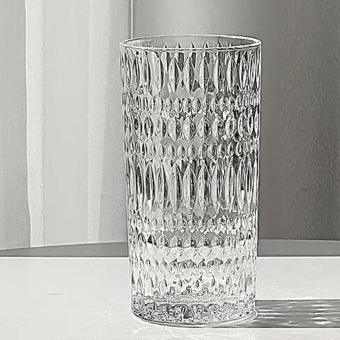 أكواب Highball [مجموعة من 4] - أكواب شرب كلاسيكية سعة 15 أونصة من الزجاج الخالي من الرصاص آمنة للاستخدام في غسالة الأطباق لسهولة التنظيف - أكواب مياه طويلة مقطوعة من الزجاج لسطح الطاولة في حفلة العطلات in Saudi Arabia