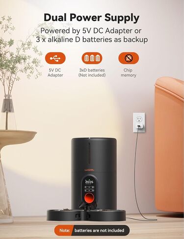 WOPET Automatic Cat Feeders 2 Cats-(𝟮𝟬𝟮𝟰 𝗨𝗽𝗴𝗿𝗮𝗱𝗲) Timed Cat Feeder with Stainless Steel Bowl, Programmable 1-6 Meals Control, Dual Power Supply Auto Pet Feeder for Cats and Dogs in Saudi Arabia