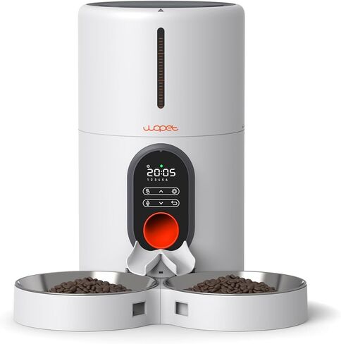 WOPET Automatic Cat Feeders 2 Cats-(𝟮𝟬𝟮𝟰 𝗨𝗽𝗴𝗿𝗮𝗱𝗲) Timed Cat Feeder with Stainless Steel Bowl, Programmable 1-6 Meals Control, Dual Power Supply Auto Pet Feeder for Cats and Dogs in Saudi Arabia