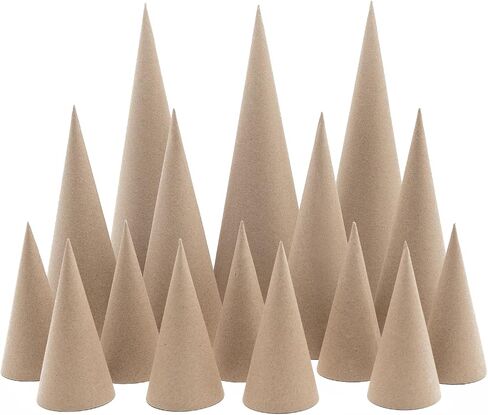 12 Pcs Paper Mache Cones for Christmas, Open Bottom Cardboard Cones for Crafts Christmas Tree Gnomes Ornament, Paper Cones Tree Cone for DIY Art Projects Decorations, 5.9 * 2.76 inch in Saudi Arabia