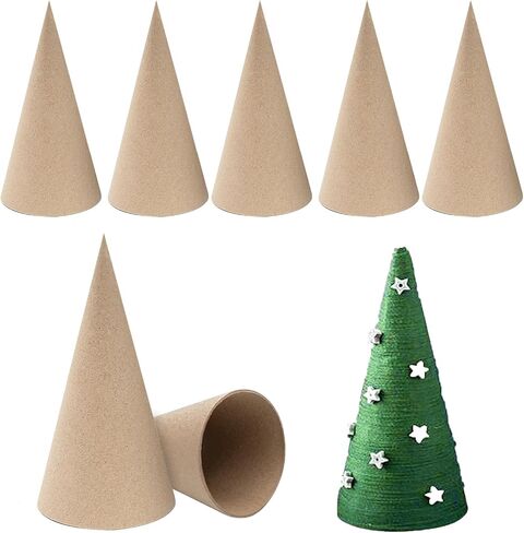 12 Pcs Paper Mache Cones for Christmas, Open Bottom Cardboard Cones for Crafts Christmas Tree Gnomes Ornament, Paper Cones Tree Cone for DIY Art Projects Decorations, 5.9 * 2.76 inch in Saudi Arabia