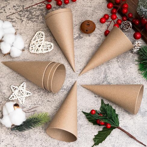 12 Pcs Paper Mache Cones for Christmas, Open Bottom Cardboard Cones for Crafts Christmas Tree Gnomes Ornament, Paper Cones Tree Cone for DIY Art Projects Decorations, 5.9 * 2.76 inch in Saudi Arabia