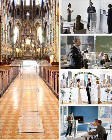 حامل منصة أكريليك شفاف من KSacry مع رف تخزين، منابر زجاجية شبكية للكنائس، المؤتمرات، الخطب، حفلات الزفاف، الفصول الدراسية، منصات العرض الاحترافية (23.6 بوصة طول × 17.7 بوصة عرض × 43 بوصة ارتفاع، شفاف) in Kuwait