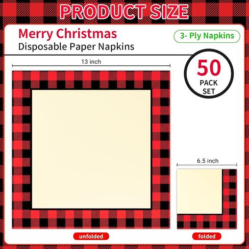 Gingerbread Christmas Party Supplies, Disposable Luncheon Napkins Party Napkins for Merry Christmas Winter Holiday Gingerbread Birthday Party Decorations, 3 PLY, 50 Count in Saudi Arabia
