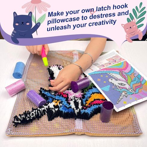 Christmas Reindeer Latch Hook Kits for Adults Kids, Beginners Animals Latch Hook Pillow Kit Pre-Printed Hook and Latch Rug Kit Cross-stitch Embroidery Cushion for Home Sofa Decoration 17x17 in. in Saudi Arabia