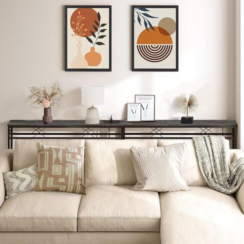 طاولة تحكم/أريكة ضيقة طويلة للغاية مقاس 71 بوصة من VECELO مع محطة شحن ومنفذ طاقة ومنافذ USB، للمدخل وغرفة المعيشة والمكتب والصناعية، رمادي داكن in Kuwait