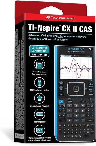 حاسبة الرسوم البيانية من تكساس إنسترومنتس TI-Nspire CX II CAS | شاشة ملونة، 8 تطبيقات مدمجة، برمجة بايثون، برامج مضمنة، للرياضيات والعلوم والمالية | حزمة الطاقة من سلسلة Signature in Kuwait