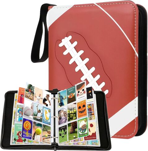 900 Pockets Trading Card Binder, Football Card Binder Album, Rugby Card Collector Album, PU Leather Card Collector Folder for MTG, Game Cards, Sports Cards (Football) in Saudi Arabia