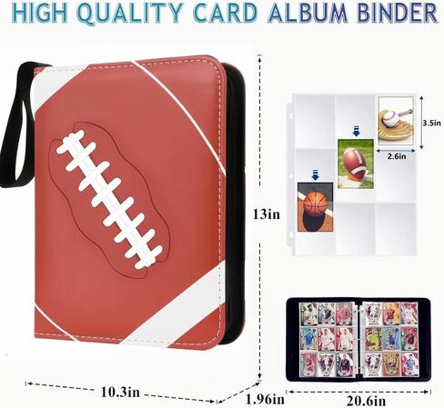 900 Pockets Trading Card Binder, Football Card Binder Album, Rugby Card Collector Album, PU Leather Card Collector Folder for MTG, Game Cards, Sports Cards (Football) in Saudi Arabia