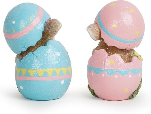 Hodao Easter Bunny Decorations Spring Easter Egg/Cup Bunny Indoor Home Decor Farmhouse Country Style Flowers Bunny Figurines (2pcs Easter Egg Rabbit Color 1) in Kuwait