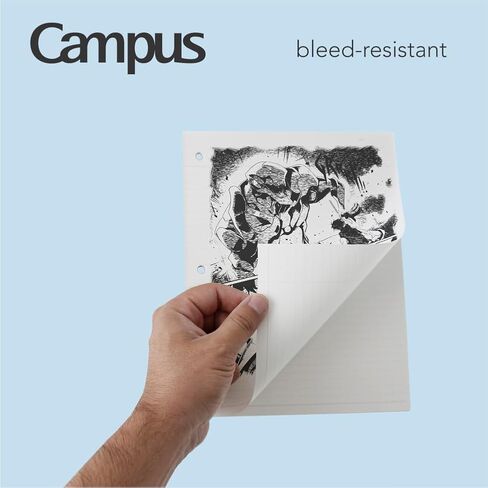 ورق أوراق فضفاض من Kokuyo Campus لـ 3 مجلدات حلقية، 8-1/4 بوصة × 11 بوصة، ورق دفتر ملاحظات بقياس الكلية، 100 ورقة، ورق ناعم ياباني يمنع نزيف الحبر، موردو المدارس، صنع في اليابان (WSG-NO-887G1) in Kuwait