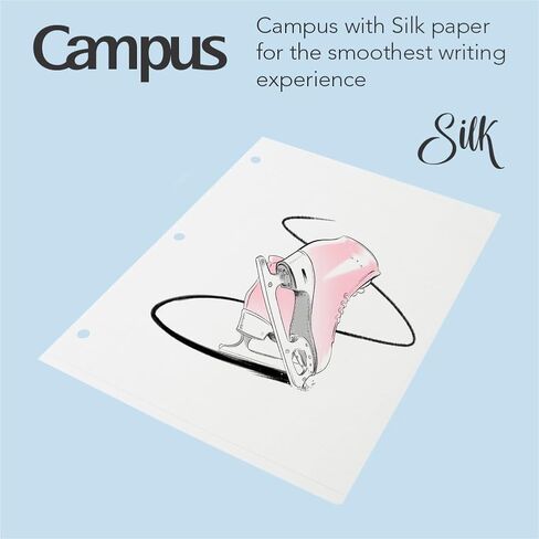 ورق أوراق فضفاض من Kokuyo Campus لـ 3 مجلدات حلقية، 8-1/4 بوصة × 11 بوصة، ورق دفتر ملاحظات بقياس الكلية، 100 ورقة، ورق ناعم ياباني يمنع نزيف الحبر، موردو المدارس، صنع في اليابان (WSG-NO-887G1) in Kuwait