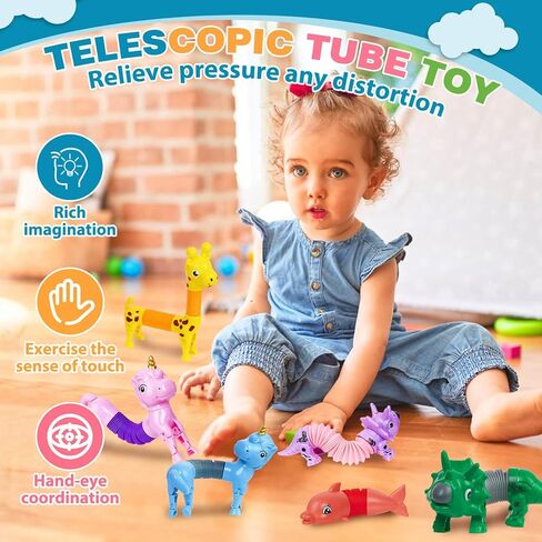 10 Pack Christmas Pop Tubes Fidget Toys,Dog pop Tubes, Animal pop Tubes Fidget Toys,Sensory Tubes Fidget Toys for Kids,Toddler Sensory Toys,Christmas Stocking Stuffers Gift for Kids(Classic Style) in Saudi Arabia
