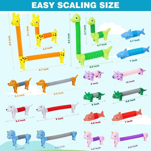 10 Pack Christmas Pop Tubes Fidget Toys,Dog pop Tubes, Animal pop Tubes Fidget Toys,Sensory Tubes Fidget Toys for Kids,Toddler Sensory Toys,Christmas Stocking Stuffers Gift for Kids(Classic Style) in Saudi Arabia