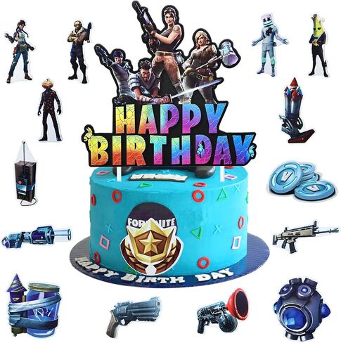16 Pcs Exquisite Video Game Birthday Cake Toppers for Boys Girls Gamers' Birthday Cake Decorations, Video Game Party Decorations Supplies, Designed for Game Lovers in Saudi Arabia