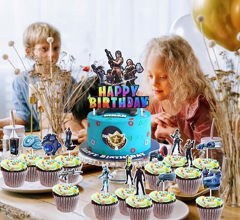 16 Pcs Exquisite Video Game Birthday Cake Toppers for Boys Girls Gamers' Birthday Cake Decorations, Video Game Party Decorations Supplies, Designed for Game Lovers in Saudi Arabia