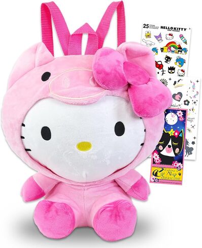 Hello Kitty Plush Purse for Girls Set - Hello Kitty Handbag Bundle with 14" Hello Kitty Plush Doll in Pig Costume with Carrying Straps Plus Stickers, Door Hanger | Hello Kitty Accessories in Saudi Arabia
