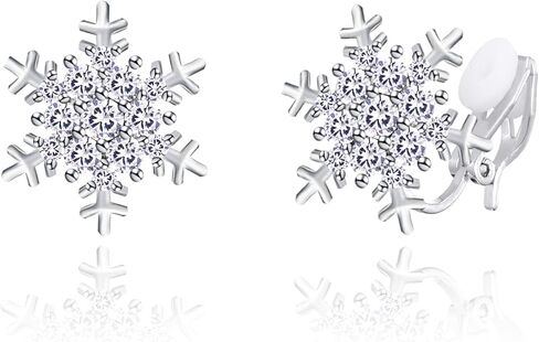 YOQUCOL Flower Snowflake Shape Cubic Zirconia Crystal Clip On Earrings CZ Not Pierced Ear Jewelry For Women Girls in Saudi Arabia